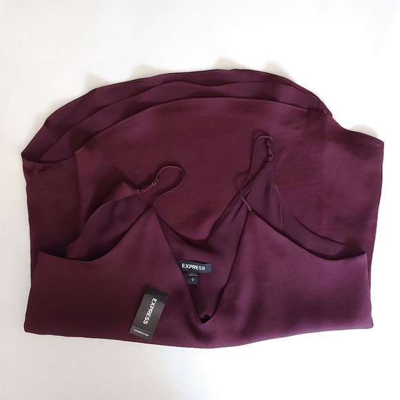EXPRESS Top V-neck Spaghetti Straps Maroon Size Small NWT - Picture 5 of 10